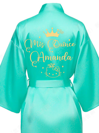 Mint with Gold robe for quinceanera