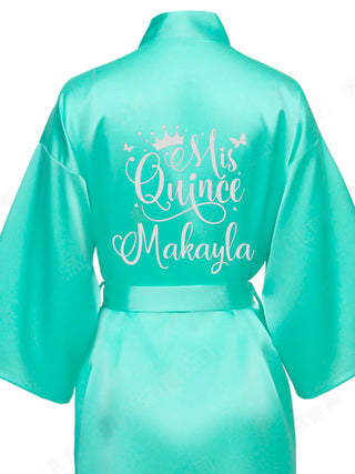 Mint with Silver robe for quinceanera