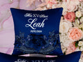 Navy Blue with silver quinceanera tiara pillow