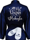 Quinceanera Navy Blue with Silver robe with slippers