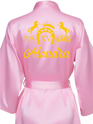 Pink with Gold robe for quinceanera