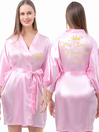 Pink with Gold robe for quinceanera