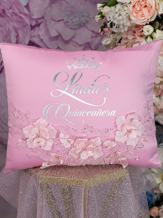 Pink quinceanera kneeling pillow, shoes pillow