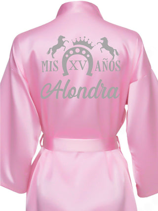 Pink with Silver robe for quinceanera