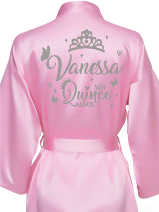 Pink with Silver robe for quinceanera