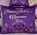 Plum quinceanera kneeling pillow, shoes pillow