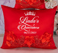 Red Silver quinceanera kneeling pillow, shoes pillow