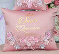 Rose Gold blush floral quinceanera kneeling pillow, shoes pillow