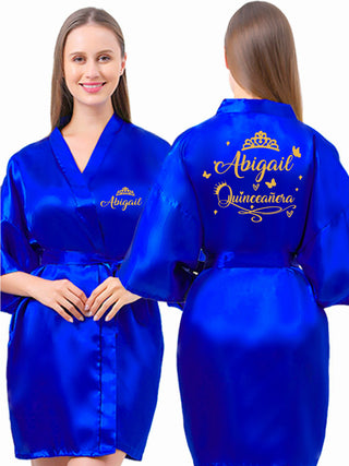 Royal blue with Gold robe for quinceanera