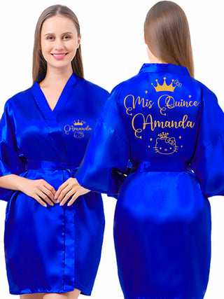 Royal blue with Gold robe for quinceanera