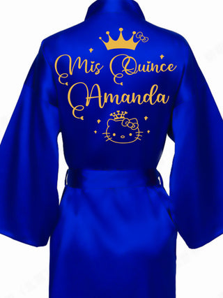 Royal blue with Gold robe for quinceanera