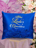 Royal Blue quinceanera kneeling pillow, shoes pillow