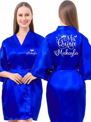 Royal blue with Silver robe for quinceanera