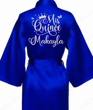 Royal blue with Silver robe for quinceanera