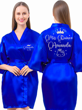 Royal blue with Silver robe for quinceanera