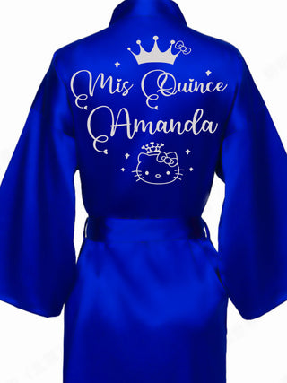 Royal blue with Silver robe for quinceanera