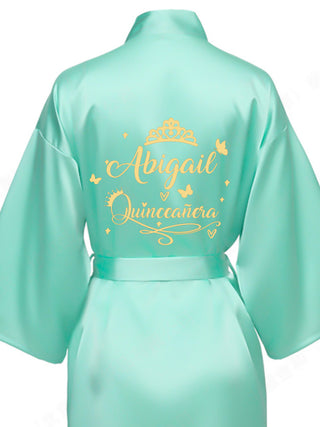 Sage Green with Gold robe for quinceanera