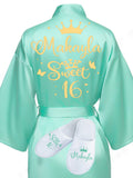 Sweet 16 Sage Green with Gold robe with slippers