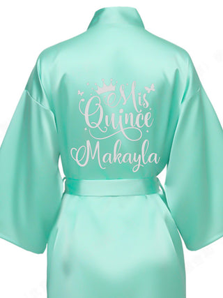 Sage Green with Silver robe for quinceanera