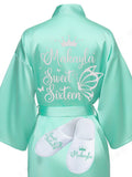 Sweet 16 Sage Green with Silver robe with slippers