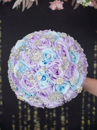 Lilac Light blue quinceanera bouquet 13 inches