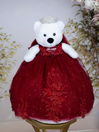 Burgundy Silver Quinceanera Teddy Bear