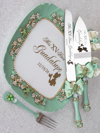 Sage Green Frog quinceanera brindis package (5 pcs)