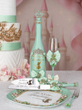 Sage Green Frog quinceanera brindis package with bottle