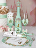 Sage Green Frog  quinceanera brindis package with bottle and candle