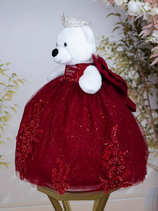 Burgundy Silver Quinceanera Teddy Bear
