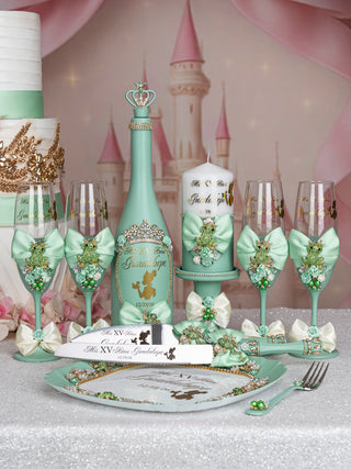 Sage Green Frog quinceanera package 1