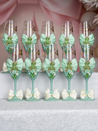 Sage Green Frog quinceanera guest book with pen