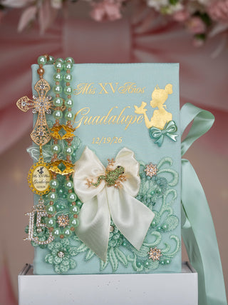 Sage Green Frog quinceanera brindis package (5 pcs)