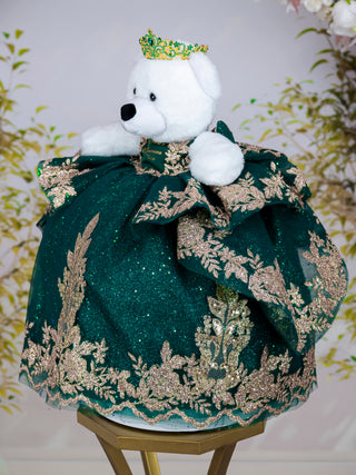 Green Gold with Bow Quinceanera Teddy Bear