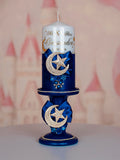 Navy blue gold Moon and Stars quinceanera cake knife and server