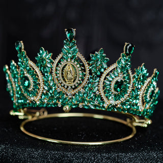 Green Virgen de Guadalupe Quinceanera Crown