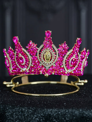 Fuchsia Virgen de Guadalupe Quinceanera Crown
