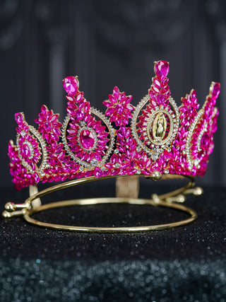 Fuchsia Virgen de Guadalupe Quinceanera Crown