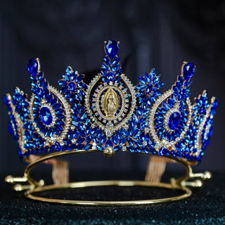 Royal Blue Virgen de Guadalupe Quinceanera Crown