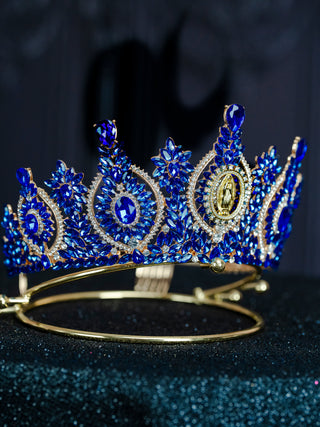 Royal Blue Virgen de Guadalupe Quinceanera Crown