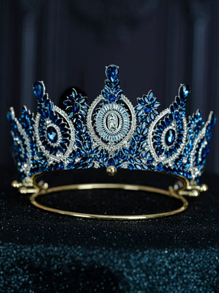 Navy Blue Silver Virgen de Guadalupe Quinceanera Crown