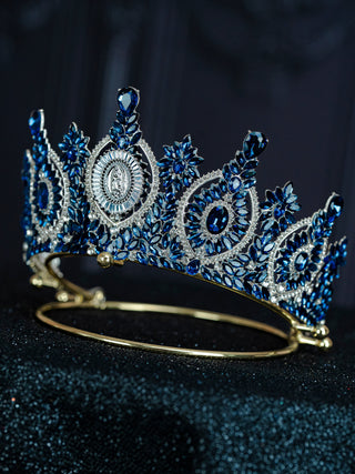 Navy Blue Silver Virgen de Guadalupe Quinceanera Crown