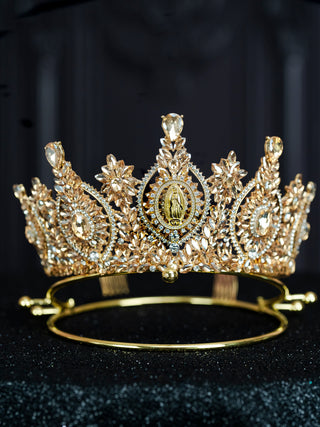 Champagne Gold Virgen de Guadalupe Quinceanera Crown