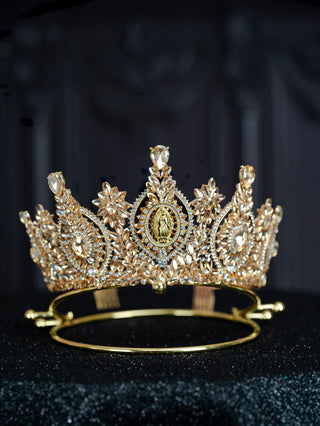 Champagne Gold Virgen de Guadalupe Quinceanera Crown