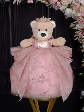 Rose Gold Brown Teddy Bear for Quinceanera