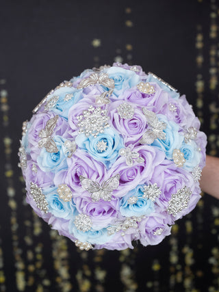 Lilac Light blue quinceanera bouquet 13 inches