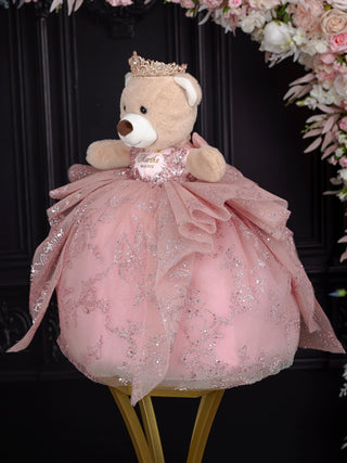 Rose Gold Brown Teddy Bear for Quinceanera