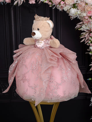 Rose Gold Brown Teddy Bear for Quinceanera