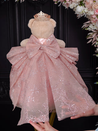 Rose Gold Brown Teddy Bear for Quinceanera