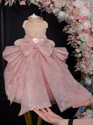 Rose Gold Brown Teddy Bear for Quinceanera